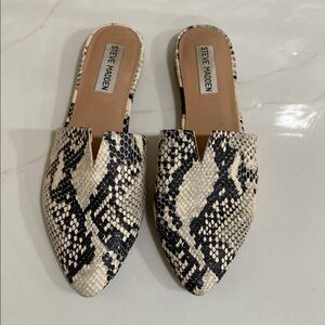 Steve Madden Black and Cream Snake Print Women's Mules